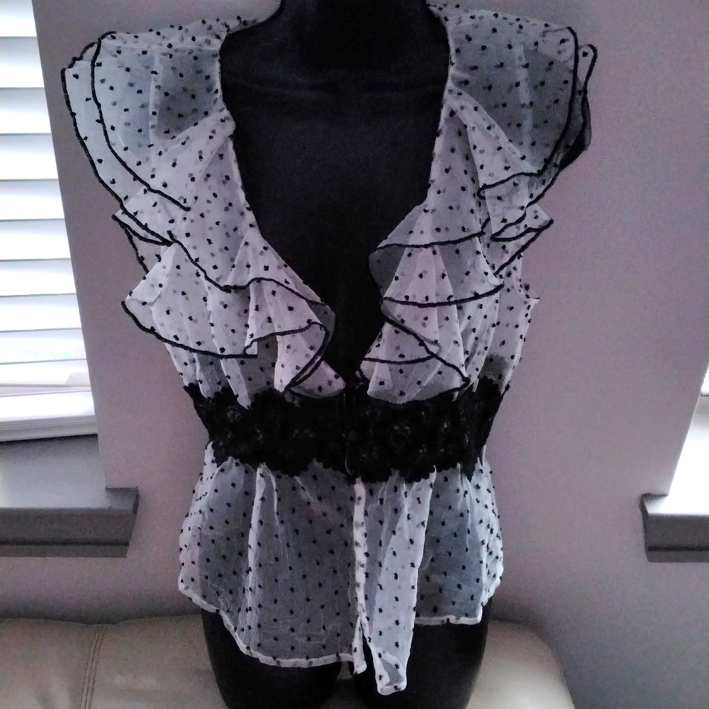 Womens polka-dot see through blouse